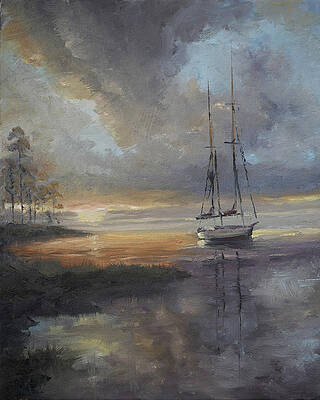 Sailboat at Sunset by Kelly Lane