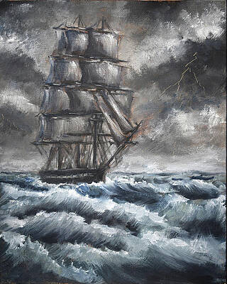 Ship on the Raging Sea by Kelly Lane